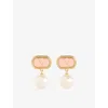Valentino Womens Oro/rosa/cream Ovalette Metal And Swarovski Pearl Earrings In Multi