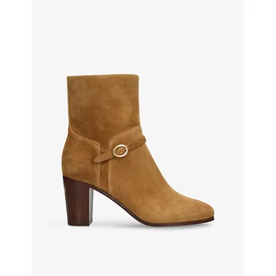 Valentino Garavani Womens Tan Pattie 75 Suede Heeled Ankle Boots Eur 38/5 Uk In Brown