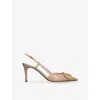 Valentino Womens Vlogo 80 Crystal-embellished Leather Slingback Courts Pink Eur 38/5 Uk