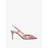 Valentino Womens Pink Vlogo Signature 80 Slingback Heeled Pumps Eur 40 / 7 Uk In Pink