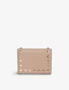 Valentino Garavani Womens Poudre Rockstud Leather Flap French Wallet In Poudre