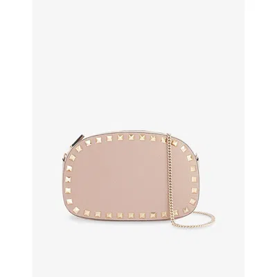 Valentino Garavani Womens Rockstud Leather Mini Crossbody Bag Poudre In Pink