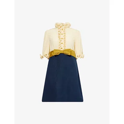 Valentino Garavani Crepe De Chine And Viscose Short Dress In Multi