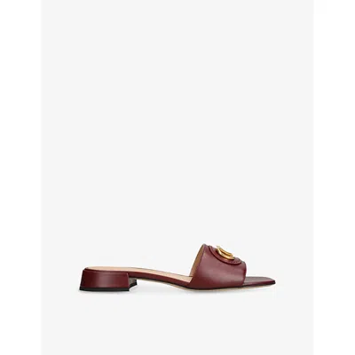 Valentino Garavani Womens Red Vlogo 20 Leather Slides Eur 39 / 6 Uk