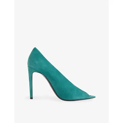 Valentino Garavani Womens Révélé 105 Suede Pumps Teal Eur 40 / 7 Uk