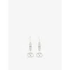 Valentino Womens Rhodium/cream/crystal Ovalette Metal, Pearl And Swarovski® Crystal Drop Earrings