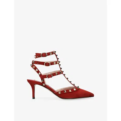 Valentino Garavani Womens Rockstud 65 Suede Courts Wine Eur 39 / 6 Uk