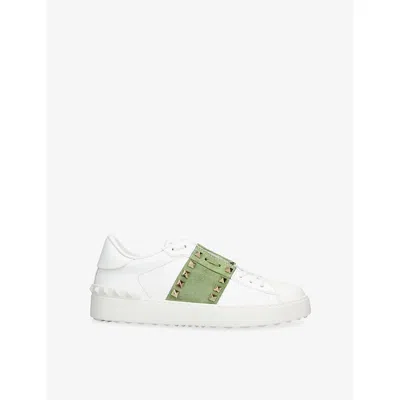 Valentino Garavani Womens Rockstud Leather Trainers Green Oth Eur 38.5 / 5.5 Uk
