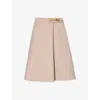 Valentino Womens Pleat-front A-line Brushed Wool Midi Skirt Rose Beige In Rose Beige