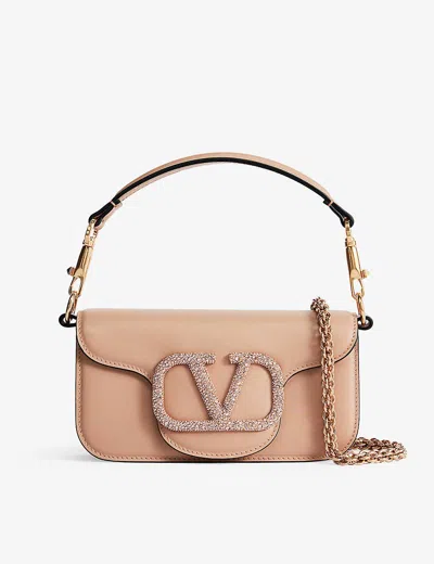 Valentino Garavani Womens Rose Cannelle/antiq Rose Locò Leather Shoulder Bag