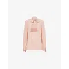 Valentino Womens Rose Mist Fringed Long-sleeves Silk Blouse