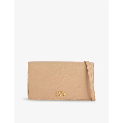 VALENTINO GARAVANI WOMENS ROSE SAND VLOGO SIGNATURE LEATHER MINI SHOULDER BAG