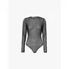 Valentino Mesh Toile Iconographe Bodysuit In Nero