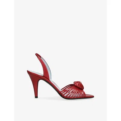 Valentino Garavani Womens Royal Slingback 85 Leather Heeled Sandals Wine Eur 41 / 8 Uk
