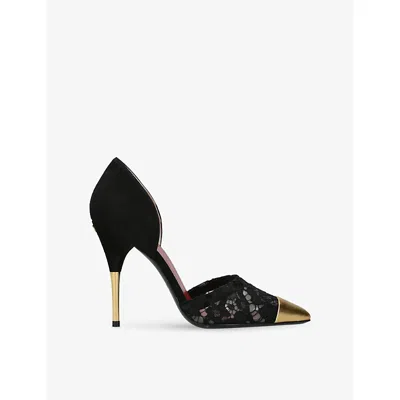 Valentino Garavani Womens Sinead 105 Suede And Lace Pumps Blk/other Eur 41 / 8 Uk