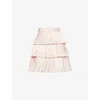 Valentino Womens Soft Poudre Pleat Tiered-ruffle Taffeta Silk Mini Skirt In Pink