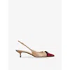 Valentino Womens Bepointyn 45 Slingback Leather Heeled Courts Tan Comb Eur 40 / 7 Uk