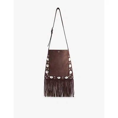 Valentino Garavani Womens Testa Di Moro Nellcôte Suede Cross Body Bag In Brown