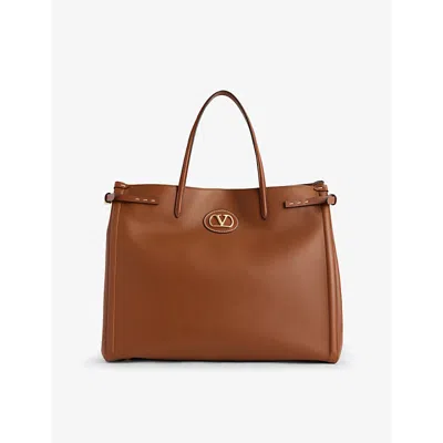 Valentino Garavani Womens Tobacco Antibes Vlogo Signature Large Leather Tote Bag