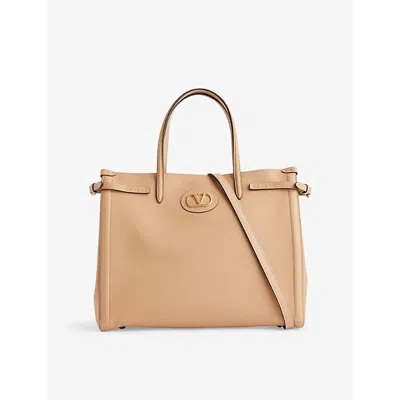 Valentino Garavani Womens Antibes Vlogo Medium Leather Tote Bag Rose Sand