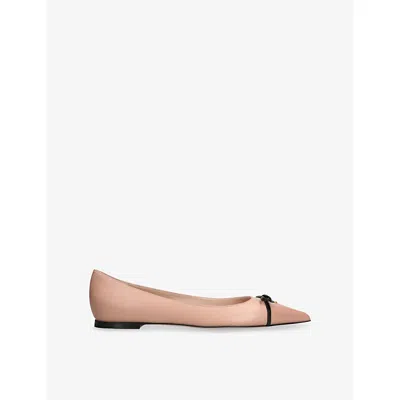 Valentino Garavani Womens Tan Comb Bepointy Leather Ballerina Flats Eur 39 / 6 Uk In Brown