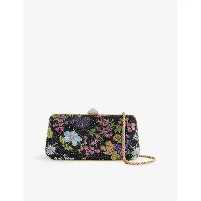 Valentino Garavani Womens Nero/multicolor/crystal Carry Secrets Minaudiere Crystal Floral Leather Clutch Bag