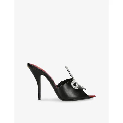 Valentino Garavani Womens  Coeur Vipère Leather Sandals In Black