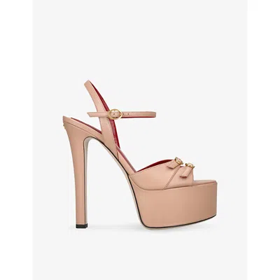 Valentino Garavani Womens  Crasher 145 Leather Platform Sandals In Brown