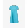 Valentino Womens Embellished Pleated Wool And Silk-blend Mini Dress Celestial Blue In Celestial Blue