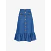 Valentino Garavani Blue Denim Cotton Skirt In Medium Blue Denim