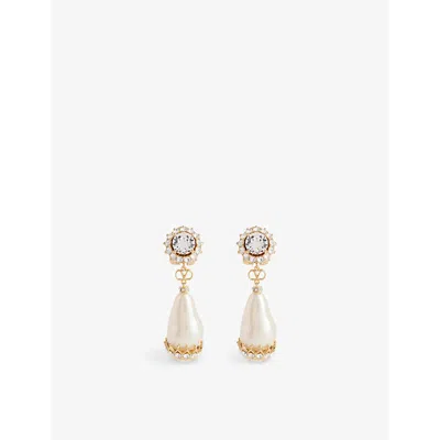 Valentino Garavani Gold-tone, Faux Pearl, Crystal And Resin Clip Earrings