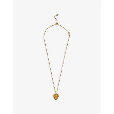 Valentino Garavani Womens Antique Brass Heart V-logo Metal Necklace