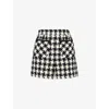 Valentino Womens Avorio Nero Houndstooth High-rise Tweed Woven Shorts In Avorio Nero