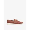 Valentino Garavani Womens Pale Pink Leisure Flows Panelled Suede Loafers