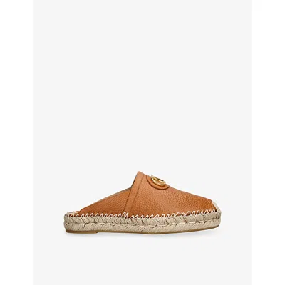 VALENTINO GARAVANI WOMENS VALENTINO GARAVANI MOON VLOGO LEATHER ESPADRILLE MULES