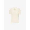 Valentino Embroidered Cotton Knit Polo Woman Ivory Xs In White