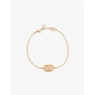 Valentino Garavani Womens Oro/rosa/cream Ovalette Gold-plated Metal And Swarovski Pearl Bracelet In Multi