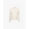 Valentino Womens Panelled-pleat Long-sleeve Lace-trim Cotton Shirt Betulla