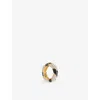 Valentino Womens Oro/nero/crystal Pas Plus Mono Gold-plated Brass, Enamel And Swarovski-crystal Single Hoop Ea In Oro/nero/crystal