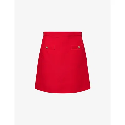 Valentino Womens Pocket-front A-line Wool-silk Mini Skirt Paris In Red