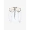 Valentino Poplin Shirt With Contrast Trim And Polka Dot Collar In Bianco