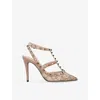 Valentino Womens Mult/other Rockstud 100 Lace And Suede Pumps Eur 37.5 / 4.5 Uk In Multi