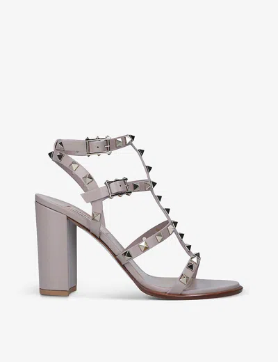 Valentino Garavani Womens  Rockstud Open-toe Leather Heeled Sandals In Nude (lingerie)
