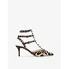 Valentino Rockstud Pumps With Straps In Pony-effect Calfskin 100mm In Multi