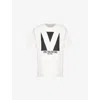 Valentino Crewneck Graphic Print Ribbed Short-sleeve Cotton Jersey In Avorio