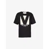 Valentino Cotton Crew Neck T-shirt Drop Shoulder In Nero