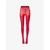 Valentino Womens Stripe Logo Stretch-woven Tights Paris Nero In Paris Nero