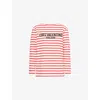 Valentino Womens Avorio Rosso Striped Brand-print Cotton-jersey T-shirt In Avorio Rosso