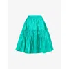 Valentino Ruffled Taffeta Skirt Woman Amethyst 40 In Emerald