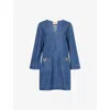 Valentino Vlogo Signature Mini Dress With V-neck And Pockets In Blue